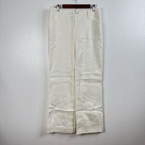 Eccoci NWT White Linen Blend Wide Leg Pants Size 8‎